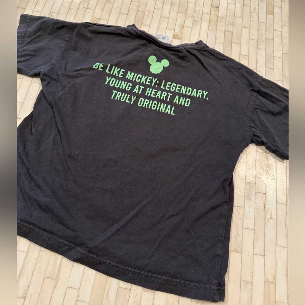 Disney Zara Black Tee with Green Mickey Print